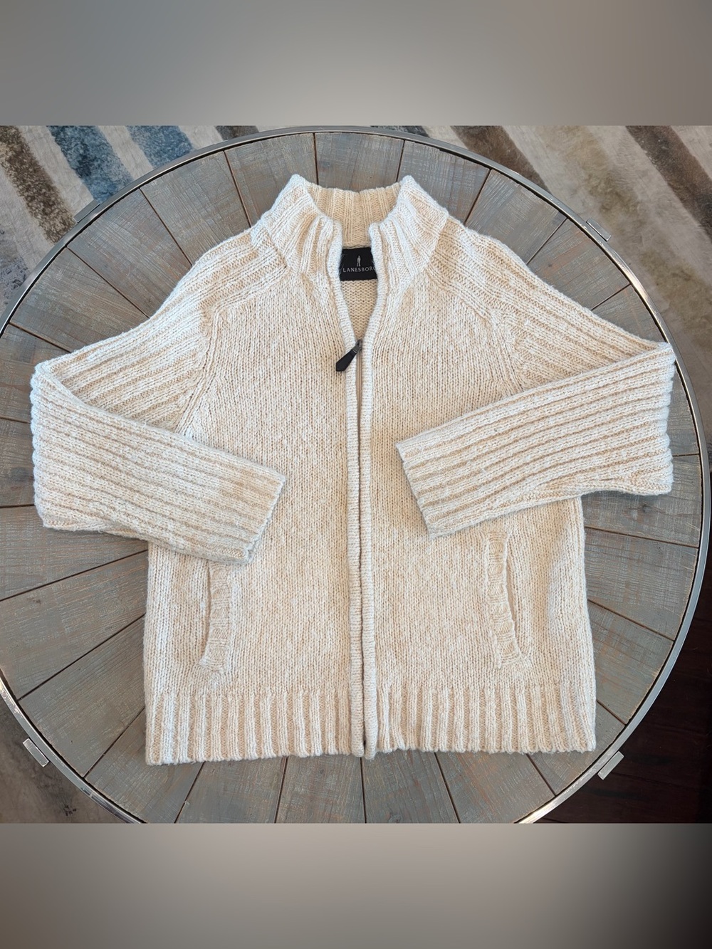 Lanesboro men's sweater oatmeal/cream-colored cardigan - Medium